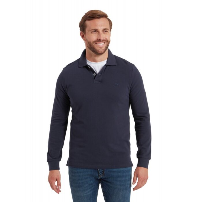 Schoffel St Ives Long Sleeve Polo Shirt 4041 – Navy Cotton – Mens Clothing - Crep Direct UK