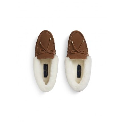 Fairfax and Favor Fairfax & Favor Henley Shearling Lined Slippers – Tan Suede – Womens Slippers - Crep Direct UK
