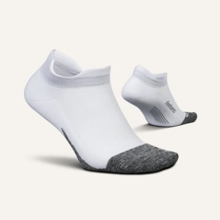 Feetures Elite Light Cushion No Show Tab Socks - White - Ladies Clothing
